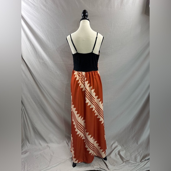 Boho Geometric Print Shirred Back Cami Dress Rust - Picture 7 of 7
